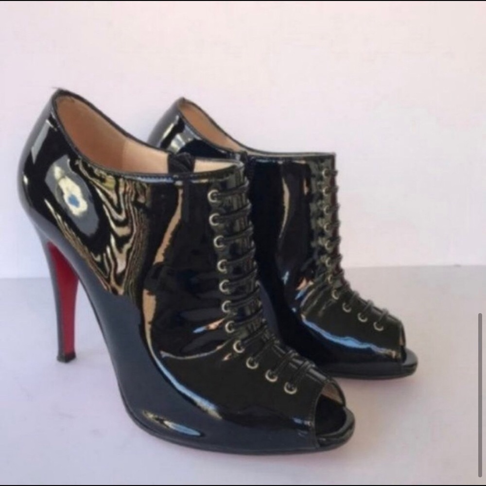 Christian Louboutin Women Booties Black Patent 37